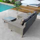 3-Piece Wicker Outdoor Patio Sectional Set with Charcoal Gray Cushions