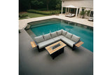 Denver 5-Piece Black Aluminum Outdoor Patio Fire Pit Deep Sectional Seating Set with Cushions