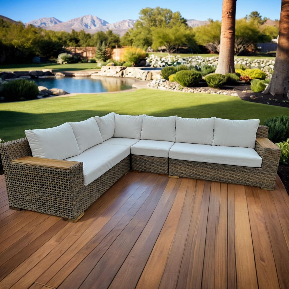 Naples 4-Piece Brown Wicker Aluminum Outdoor Sectional with Cushions