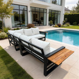 Denver 4-Piece Black Aluminum Outdoor Patio Deep Sectional Seating with Cushions