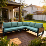 Denver 4-Piece Black Aluminum Outdoor Patio Deep Sectional Seating with Cushions
