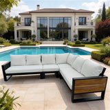 Denver 4-Piece Black Aluminum Outdoor Patio Deep Sectional Seating with Cushions