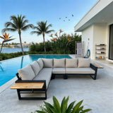 Denver 4-Piece Black Aluminum Outdoor Patio Deep Sectional Seating with Cushions