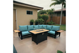 Denver 5-Piece Black Aluminum Outdoor Patio Fire Pit Deep Sectional Seating Set with Cushions