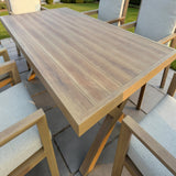 Havana 7-Piece Brown Wood-look Aluminum Outdoor Dining Table Set with Oatmeal Cushions