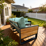 Denver 4-Piece Black Aluminum Outdoor Patio Deep Sectional Seating with Cushions