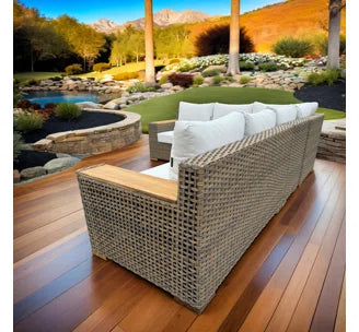 Naples 4-Piece Brown Wicker Aluminum Outdoor Sectional with Cushions