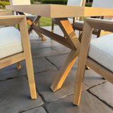 Havana 7-Piece Brown Wood-look Aluminum Outdoor Dining Table Set with Oatmeal Cushions
