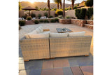 Naples 5-Piece Brown Wicker Aluminum Outdoor Patio Fire Pit Deep Sectional Seating Set with Cushions