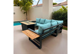 Denver 5-Piece Black Aluminum Outdoor Patio Fire Pit Deep Sectional Seating Set with Cushions