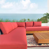 Alden Teak Wood Outdoor Patio Sectional Sofa With Acrylic Cushions