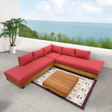 Alden Teak Wood Outdoor Patio Sectional Sofa With Acrylic Cushions