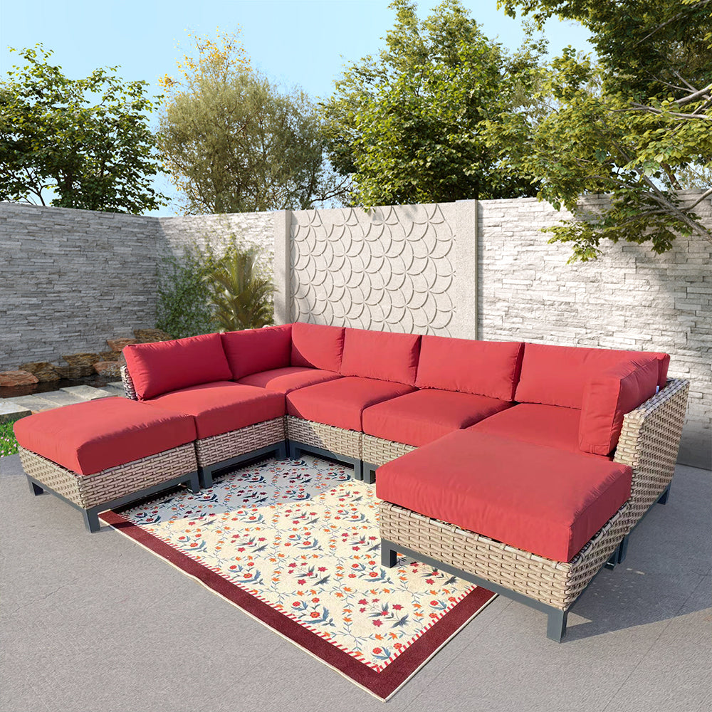 Delta 7-Piece Resin Wicker Outdoor Sectional With Acrylic Cushions