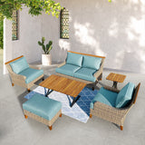 Amigo 6-Piece All-Weather Wicker Patio Sofa and Club Chair Seating Set with Acrylic Cushions