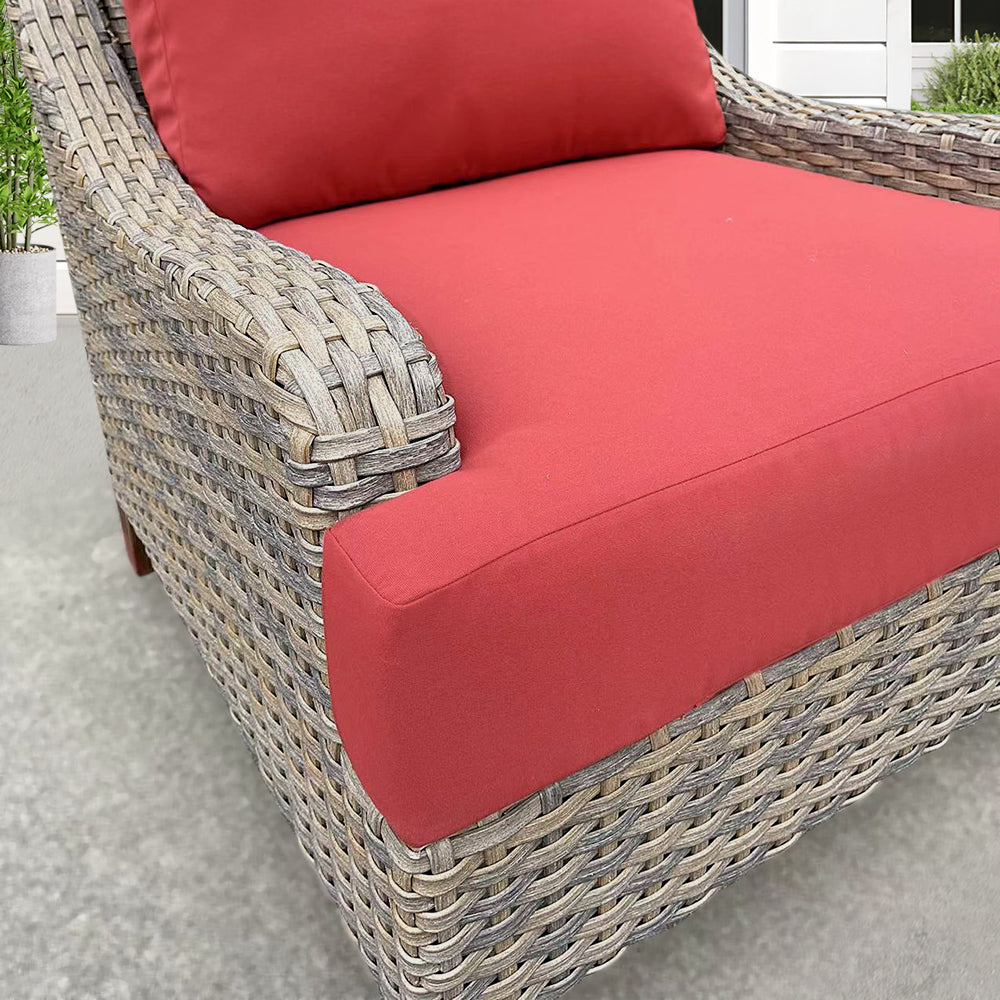 Amigo 6-Piece All-Weather Wicker Patio Sofa and Club Chair Seating Set with Acrylic Cushions