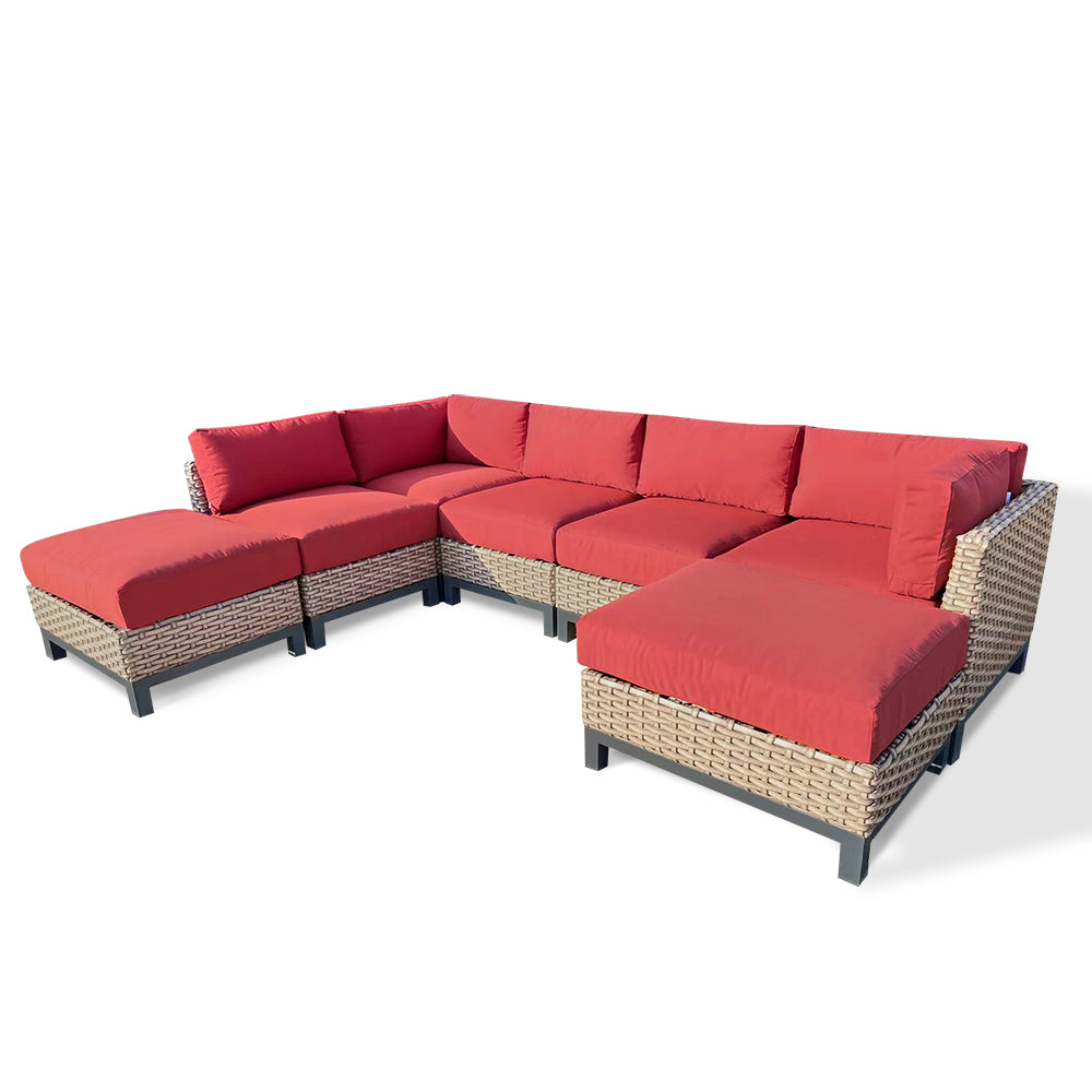 Delta 7-Piece Resin Wicker Outdoor Sectional With Acrylic Cushions