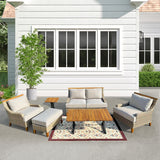 Amigo 6-Piece All-Weather Wicker Patio Sofa and Club Chair Seating Set with Acrylic Cushions